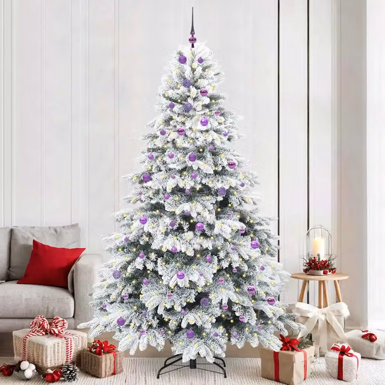 Albero di Natale artificiale bianco vidaXL con 300 LED bianco caldo, Altezza: 240 cm, in PE e PVC