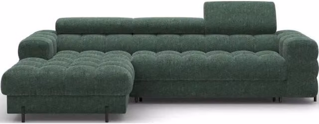 Divano angolare sinistro convertibile Meublorama verde stile minimalista L/P/H: 285 x 99 x 181 cm