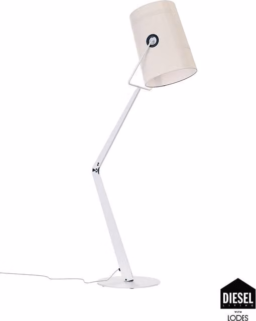 Lampada da terra Lodes x Diesel Fork con paralume in tessuto regolabile, disponibile in bianco, grigio o beige, Altezza: 170.4 cm