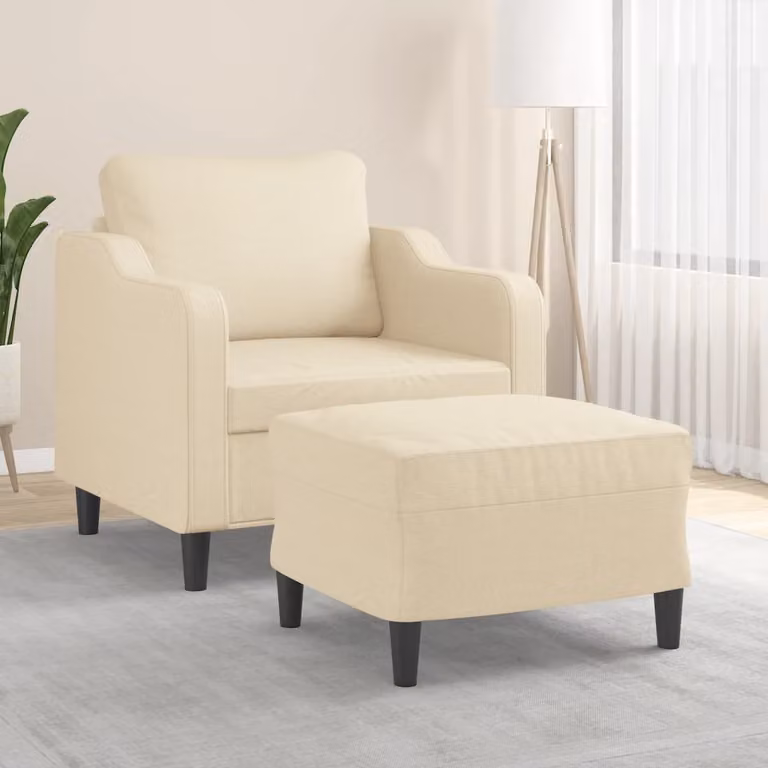 vidaXL Poltrona Relax con Poggiapiedi Beige in Tessuto e Struttura in Metallo e MDF