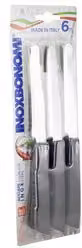Set di 6 coltelli da bistecca Inoxbonom con lama dentata da 11 cm, Nero e Bianco