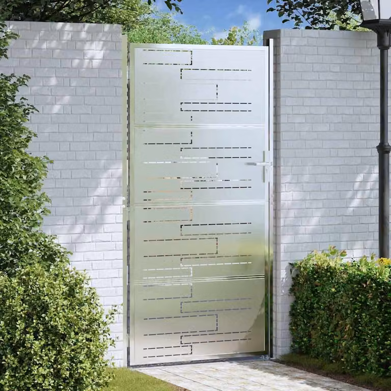 Cancello da giardino singolo vidaXL in acciaio inossidabile argento L: 96 cm, H: 200 cm
