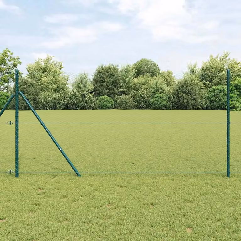 vidaXL Fissaggio a terra esagonale per recinzione in acciaio e PVC, Verde