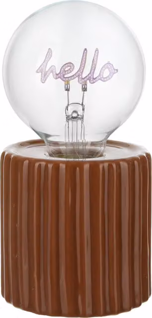 Lampadina decorativa natalizia Hello Led ricaricabile USB in ceramica e vetro trasparente con luce bianca calda