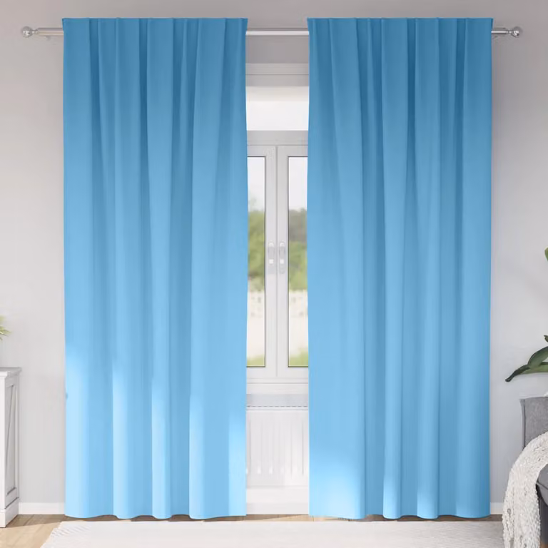 Set di 2 tende blackout vidaXL con anelli in poliestere, colore azzurro, H: 260 cm x L: 140 cm