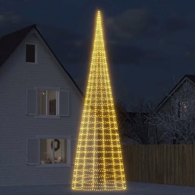 Albero di Natale a LED vidaXL, 2700 LED Bianco Caldo, Verde e Bianco, 8 m