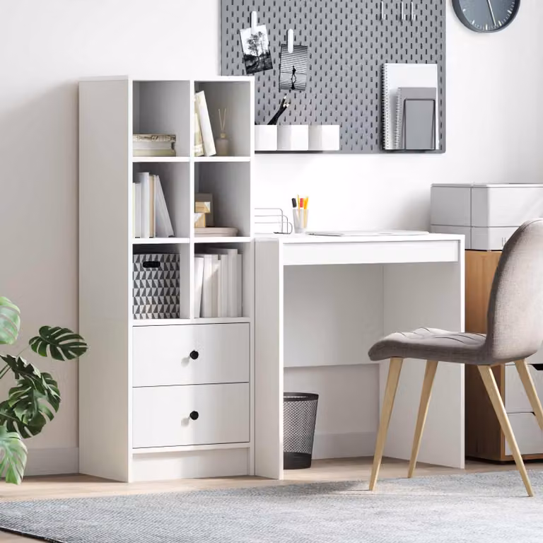 Set di 2 scrivanie a secreteria vidaXL moderne in MDF bianco e marrone L: 115,5 cm, P: 50 cm, H: 127 cm