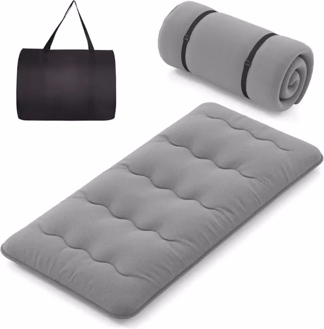 Materasso futon pieghevole e portatile HELLOSHOP26 in microfibra grigia con rivestimento sfoderabile L/P/H: 90 x 200 cm