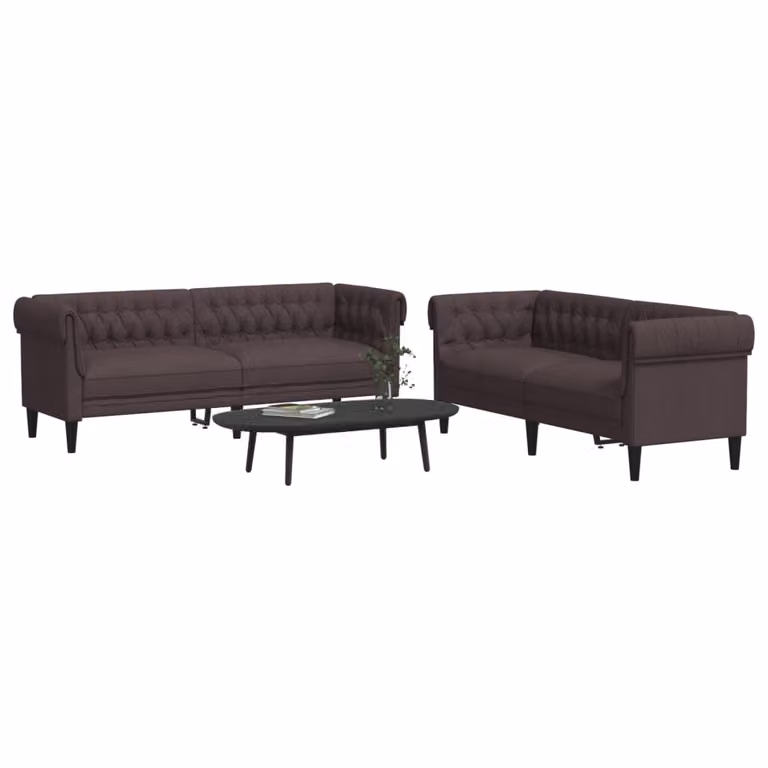 Set di 2 divani vidaXL moderni in tessuto marrone con struttura in legno massiccio per soggiorno