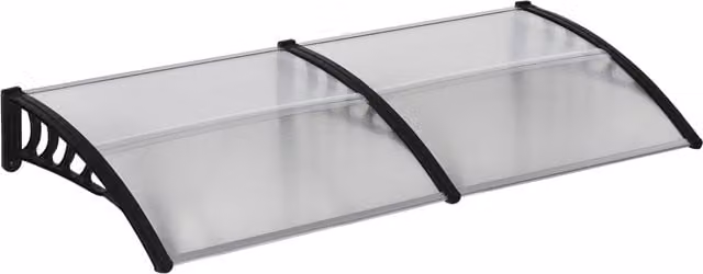 Pensilina da esterno Outsunny per finestre e porte in policarbonato e alluminio, Trasparente, L 200 x P 100 x H 26 cm