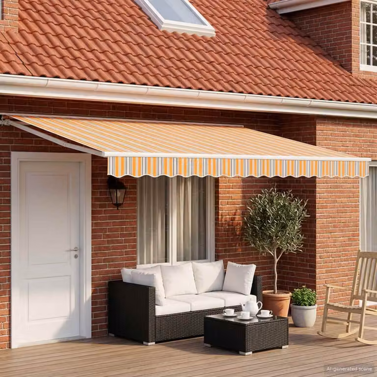 Tettuccio elettrico retrattile vidaXL con telecomando, struttura in alluminio e copertura in poliestere, montaggio a parete, disponibile in bianco, blu o arancione