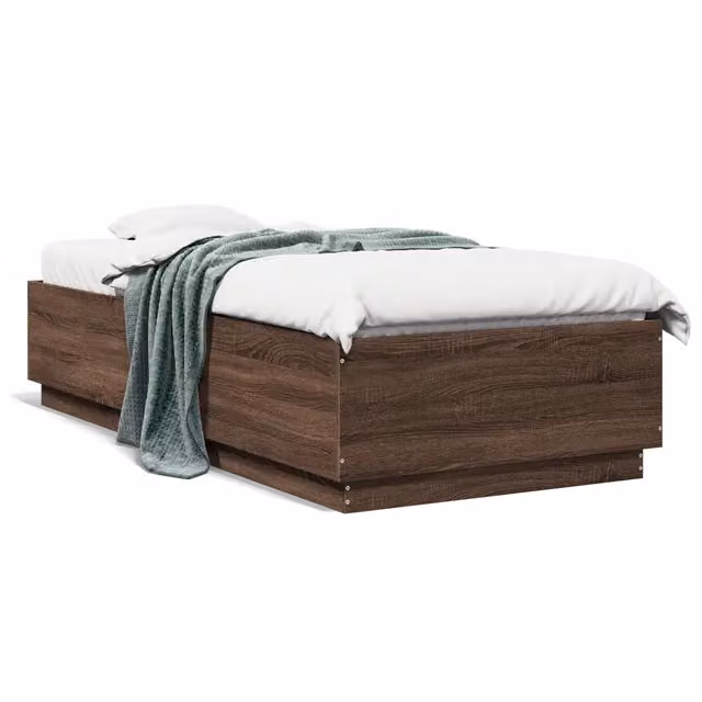Letto singolo moderno in legno multistrato color rovere marrone L 90 cm x P 200 cm
