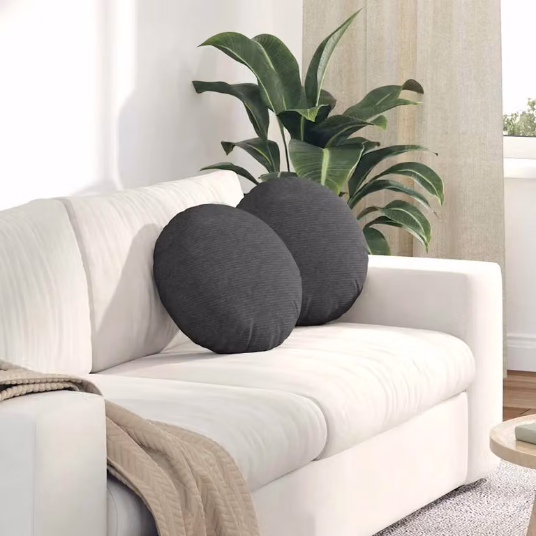 Set di 2 cuscini per seduta rotondi vidaXL in tessuto a coste grigio scuro Ø 40 cm