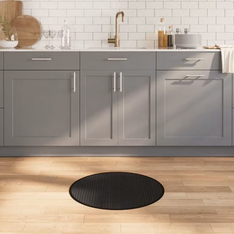 Tappeto rotondo moderno vidaXL in bambù nero, diametro: 60 cm