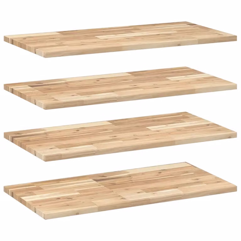 Set di 4 mensole da parete vidaXL in legno di acacia non trattato, colore marrone, L 80 x P 40 x H 2 cm