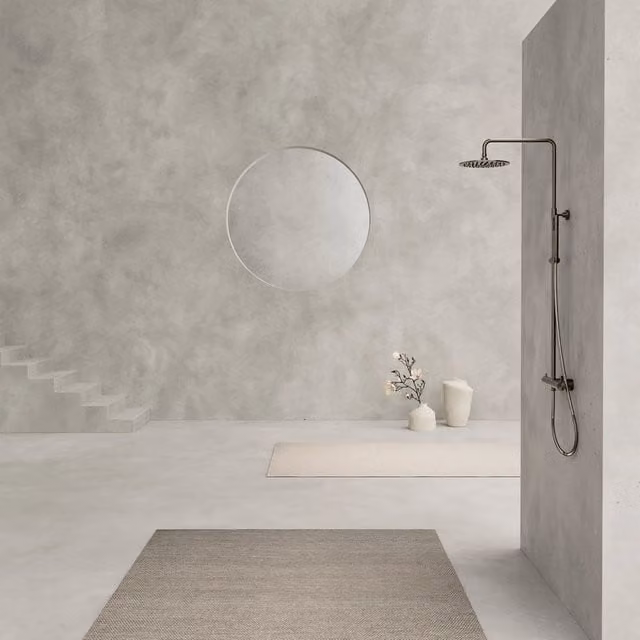 SINED Doccia da Parete Termostatica Levante in Acciaio Inox 316L con Soffione da 25 cm e Colonna Rigida, Finitura Gun Metal Grey