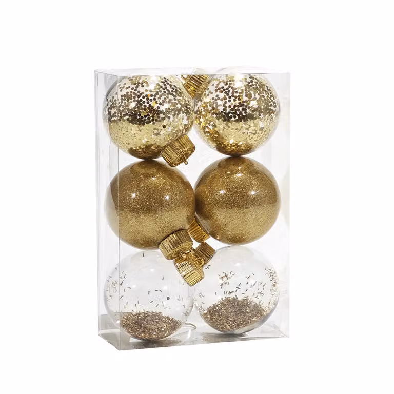 Set di 6 palline di Natale Vestiamo Casa, colore oro, diametro: 8 cm