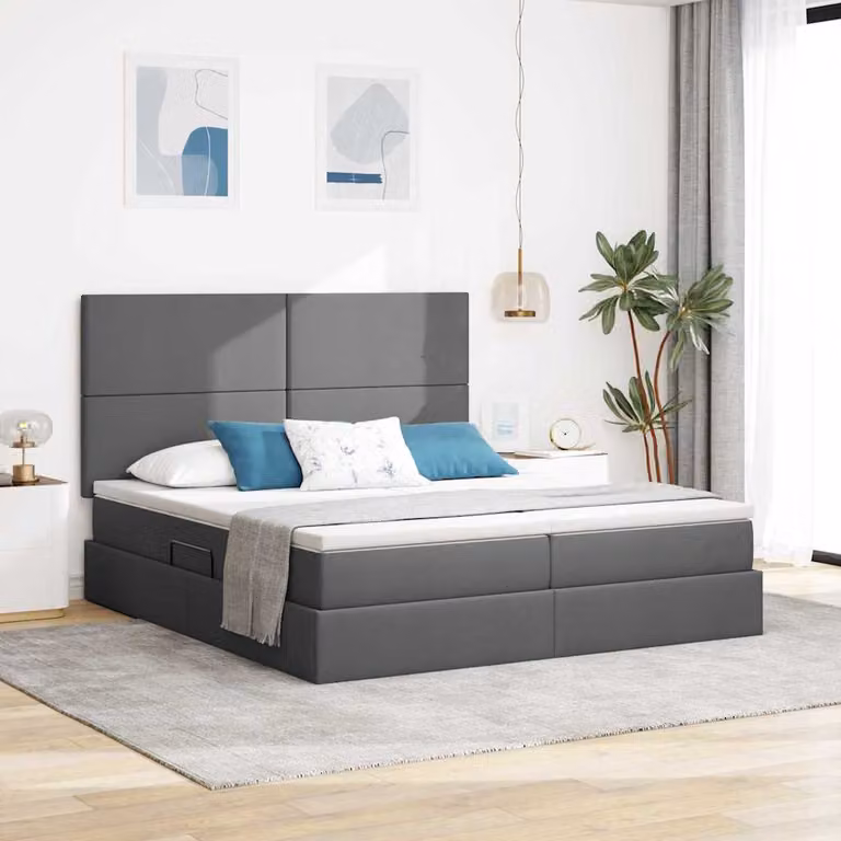 Letto con Contenitore vidaXL Grigio con Base a Sollevamento L/P/H: 200 x 200 x 280 cm
