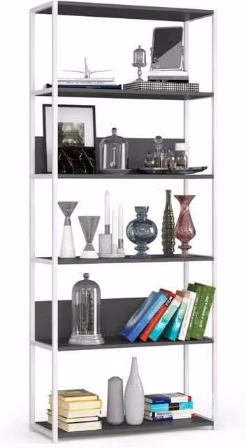Scaffale Loft Akord in stile industrial con ripiani in legno, colore bianco e grigio, L 80 x P 32 x H 192 cm