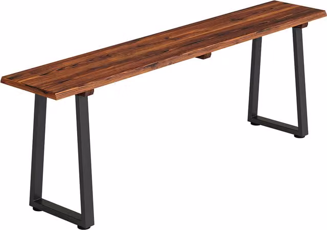 Panca da giardino Outsunny a 2 posti in legno e acciaio, colore marrone carbonizzato, L: 150 cm, P: 28 cm, H: 48 cm