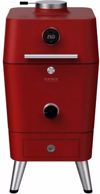 Kamado tecnologico all-in-one automatico Everdure by Heston Blumenthal, colore rosso, L/P/H: 115 x 110 x 55 cm