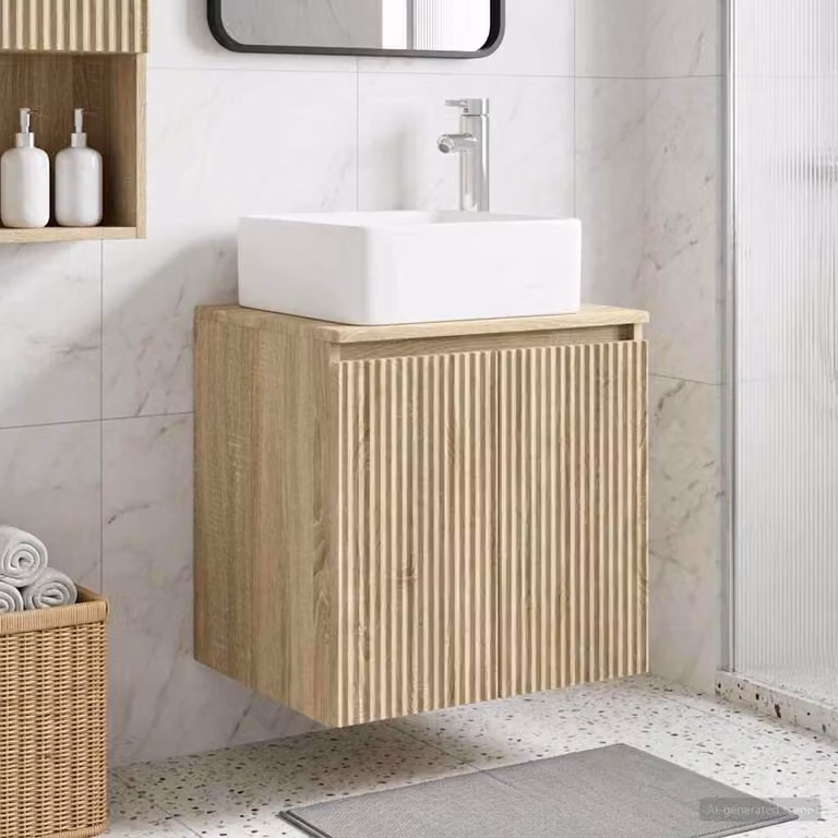 Mobile Lavabo da Parete vidaXL in Rovere Sonoma, Moderno, Marrone, L 49,5 x P 41 x H 63 cm