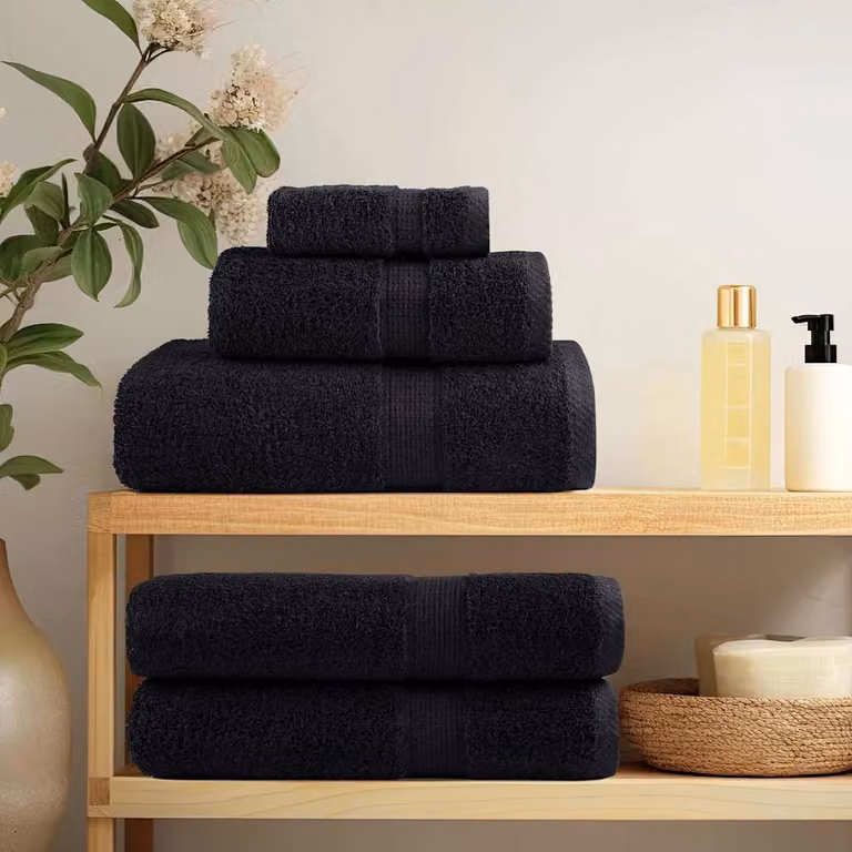 Set di 25 asciugamani per ospiti vidaXL SOLUND in cotone nero, L 80 cm x P 200 cm, 550 gsm