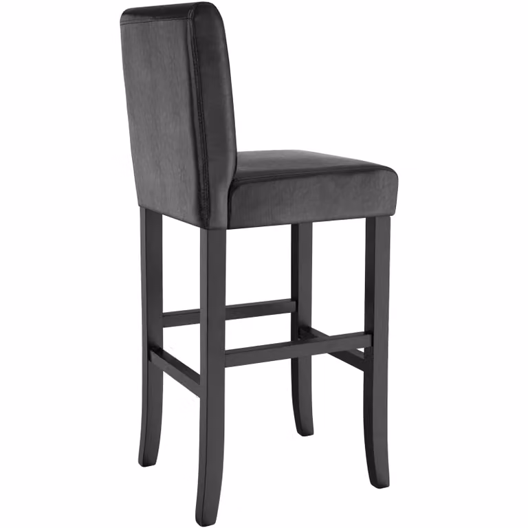 Set di 4 sgabelli da bar moderni TecTake in pelle sintetica nera con struttura in legno, Altezza: 107 cm, L/P/H: 40 x 41 x 76 cm