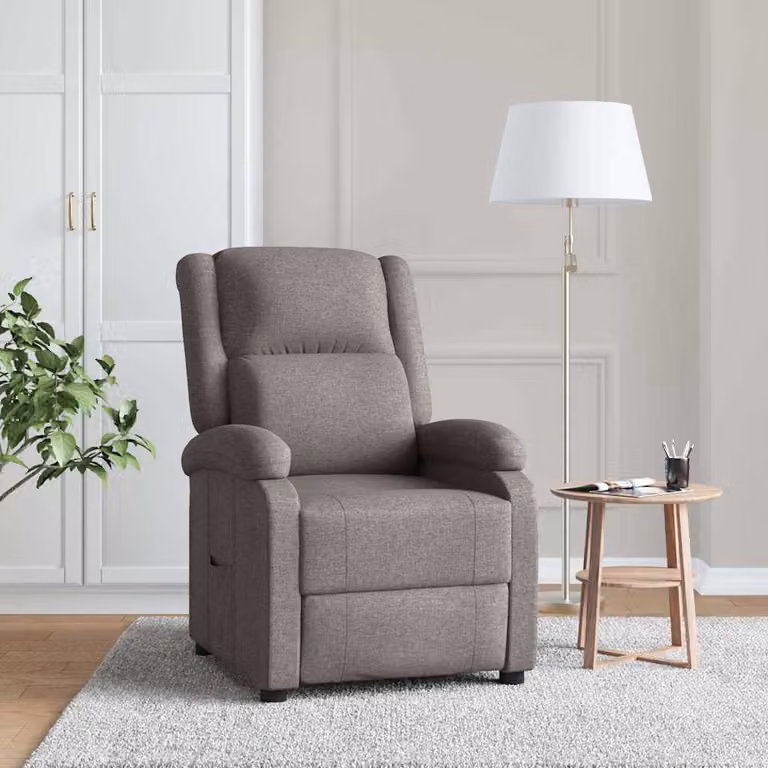 vidaXL Poltrona Reclinabile Relax in Tessuto con Braccioli, Colore Beige/Grigio