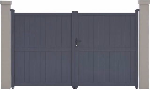 Cancello a battente doppio Maurice in alluminio opaco Habitat et Jardin, Grigio, L: 299,5 cm, H: 180,9 cm