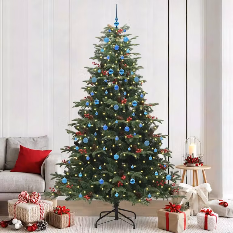 Albero di Natale artificiale verde vidaXL con 300 LED luce bianca calda, Altezza: 240 cm