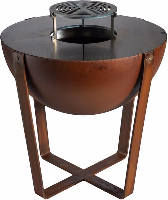 Barbecue a Legna Iris Giordanoshop in Acciaio Effetto Ruggine Marrone L: 80 cm, P: 80 cm, H: 90 cm