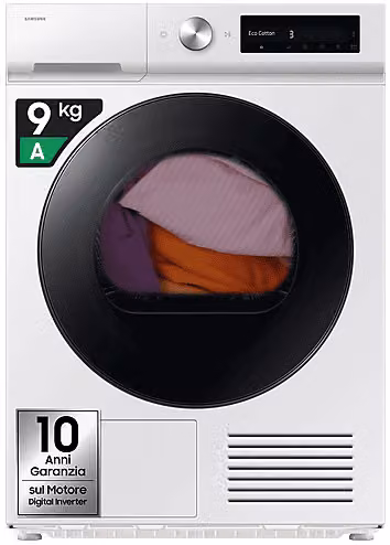 Asciugatrice Samsung DV90DB7845GWU3 a pompa di calore, 9 kg, Bianco, Profondità: 60 cm