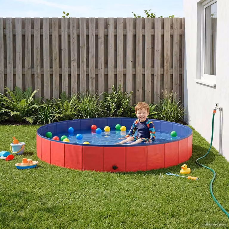 Piscina gonfiabile rotonda per bambini vidaXL, colore rosso, Ø 200 x H 30 cm