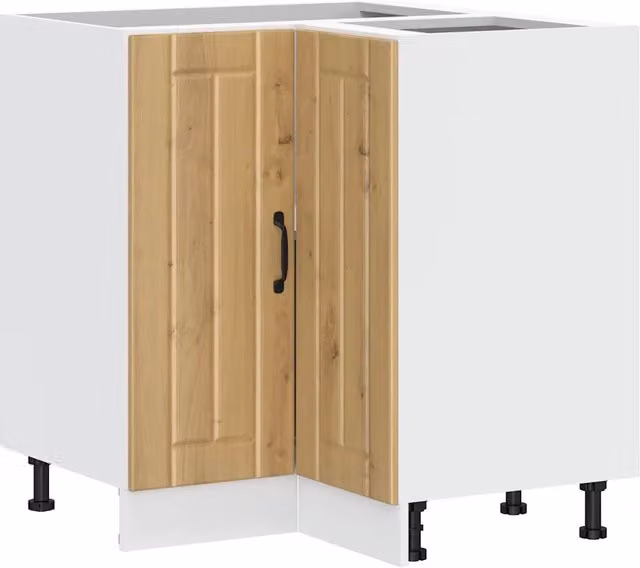 Mobile angolare da cucina Lucca HELLOSHOP26 in rovere e bianco, stile moderno con ante a battente, L/P/H: 75,5 x 75,5 x 81,5 cm