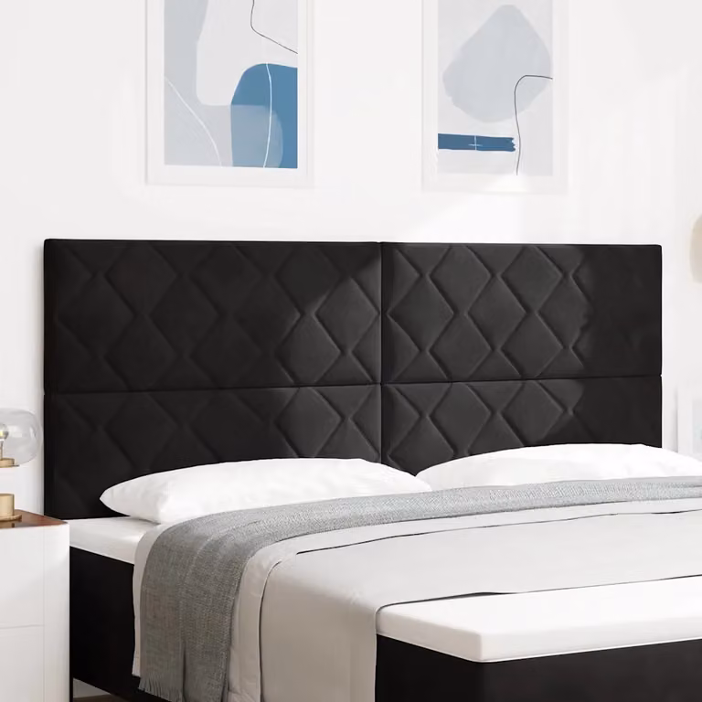 Testiera per letto vidaXL in velluto nero con illuminazione LED e porta di ricarica USB, larghezza 200 cm