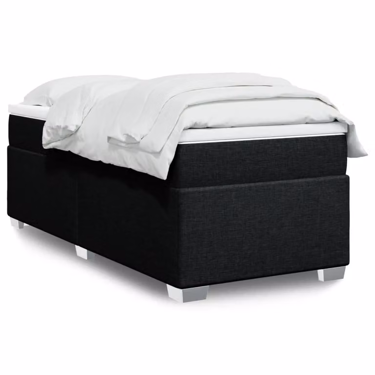 vidaXL Giroletto a Molle con Materasso Nero in Tessuto L: 80 cm, P: 200 cm