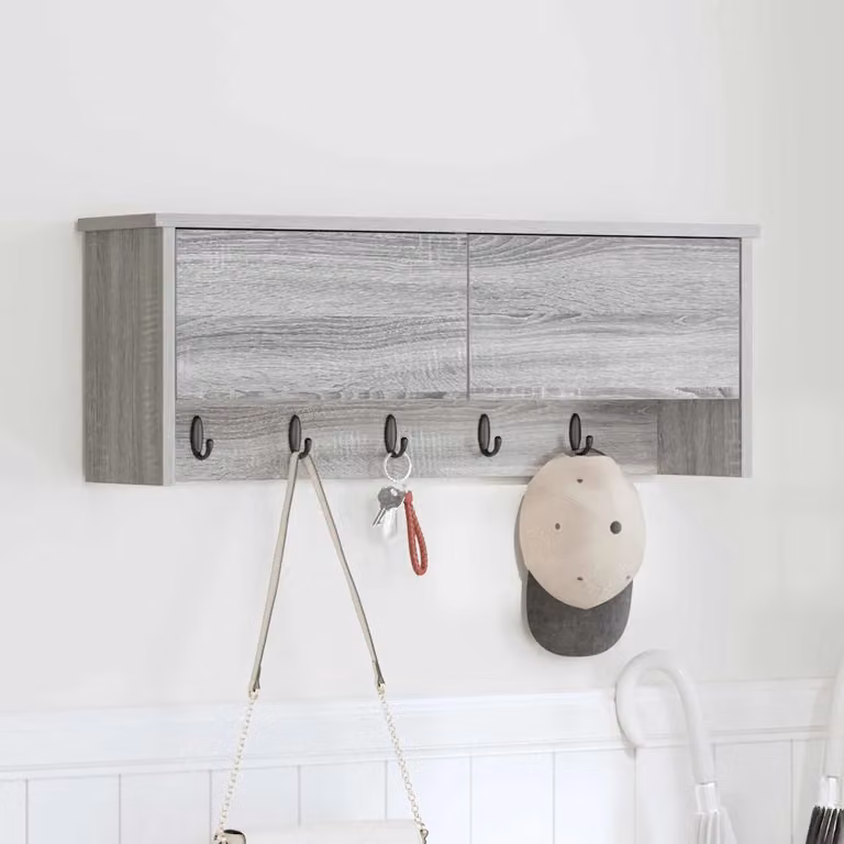 vidaXL Appendiabiti a muro moderno Grigio, L 80 x P 20 x H 30 cm