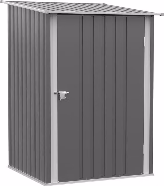 Casetta Attrezzi da Giardino Outsunny in Acciaio Galvanizzato con Serratura e Tetto Inclinato, Grigio, L 100 cm x P 103 cm x H 160 cm
