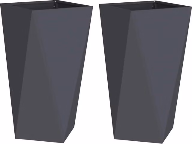 Set di 2 fioriere moderne da esterno HELLOSHOP26 in acciaio colore antracite L/P/H: 40 x 40 x 75 cm