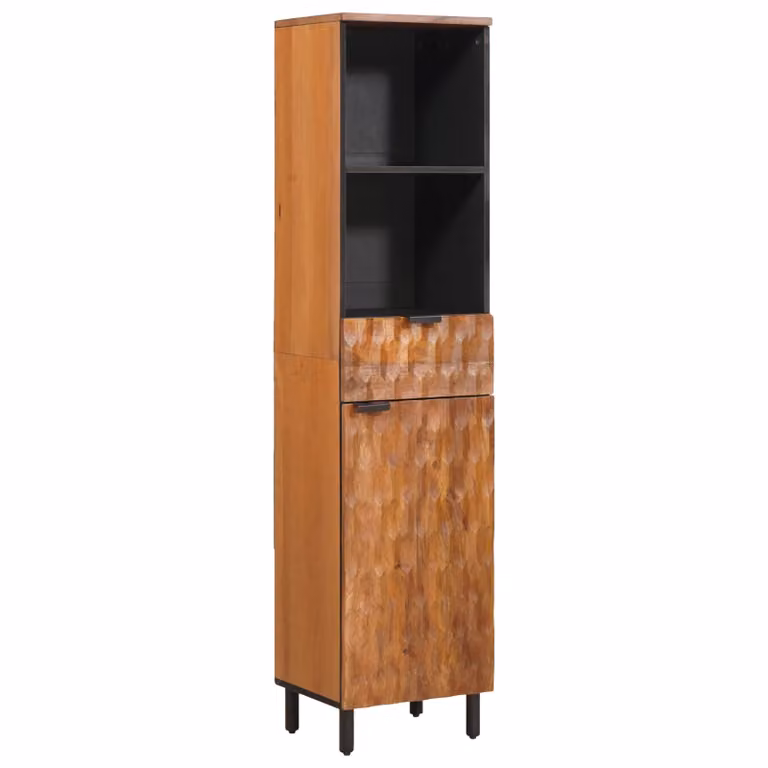 Mobile da bagno vidaXL in legno di mango marrone con scaffali e ante, L: 38 cm, P: 33 cm, H: 160 cm