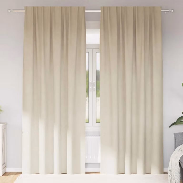 Set di 2 tende oscuranti vidaXL in velluto beige, L: 140 cm x H: 225 cm