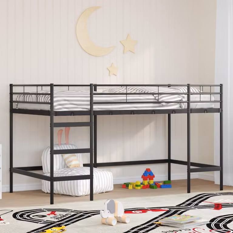 vidaXL Letto a castello per bambini in metallo Nero L/P/H: 200 x 100 x 116 cm