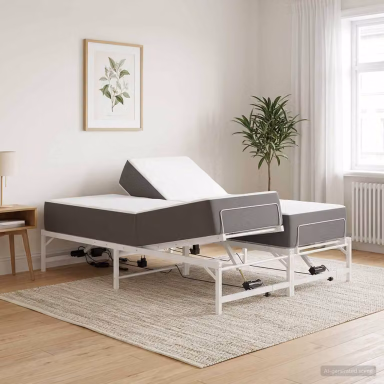 vidaXL Telaio Letto Elettrico Regolabile in Metallo Bianco L: 140 cm x P: 190 cm
