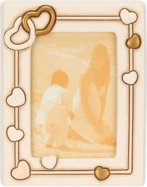 Portafoto Thun in ceramica bianca con decorazione a cuori