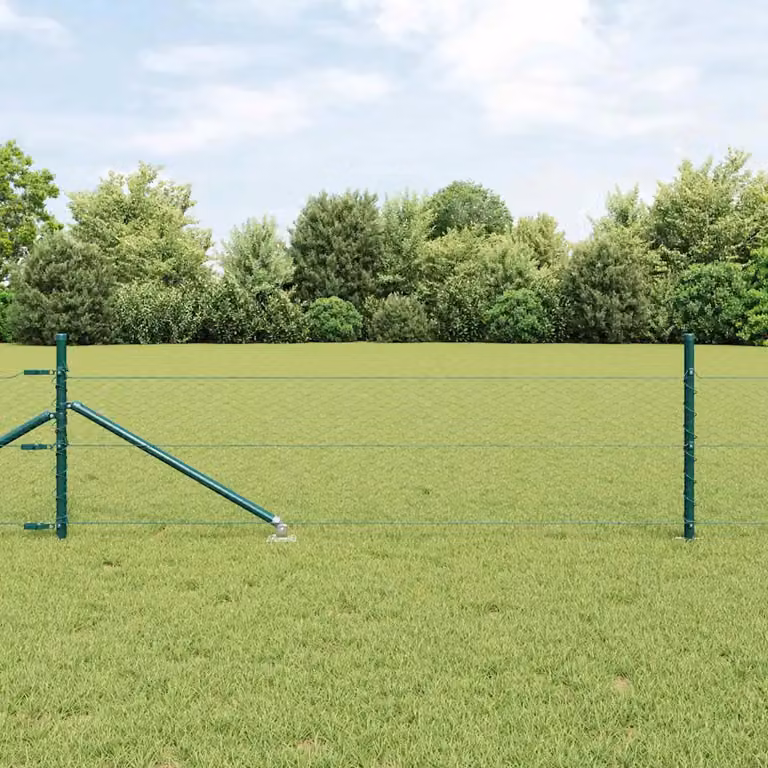Recinzione esagonale con palo vidaXL in acciaio rivestito in PVC verde, L: 50 m, H: 0,4 m