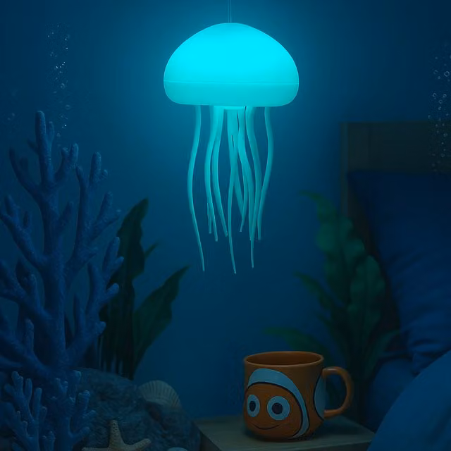 Lampada Medusa senza fili con luci LED multicolore e ricarica USB per camera dei bambini e soggiorno