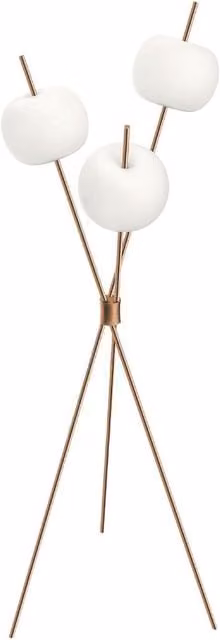Lampada da terra LED KDLN Kushi bianca con finiture in metallo e vetro, dimmerabile
