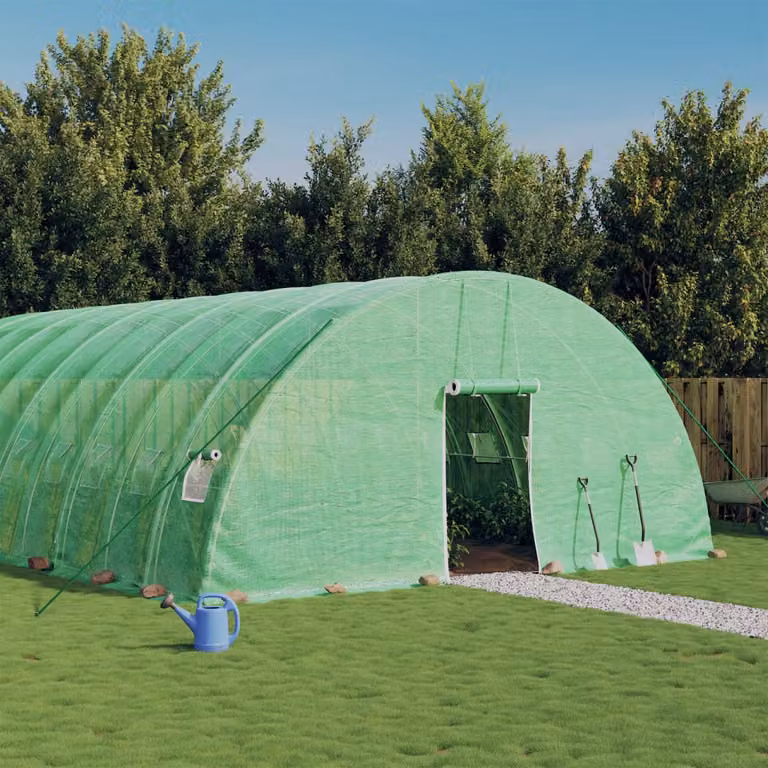 Serra vidaXL con telaio in acciaio galvanizzato verde da 60 m², L: 10 m, P: 6 m, H: 2,85 m