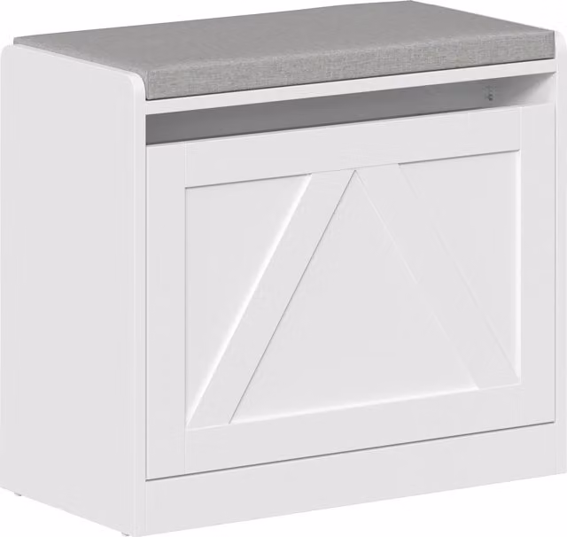 Panca Scarpiera HOMCOM con Cassetto a Ribalta, Bianco, L 60 x P 30 x H 52 cm